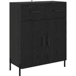 vidaXL Highboard Zwart Eiken 69,5 x 34 x 180 cm Bewerkt hout