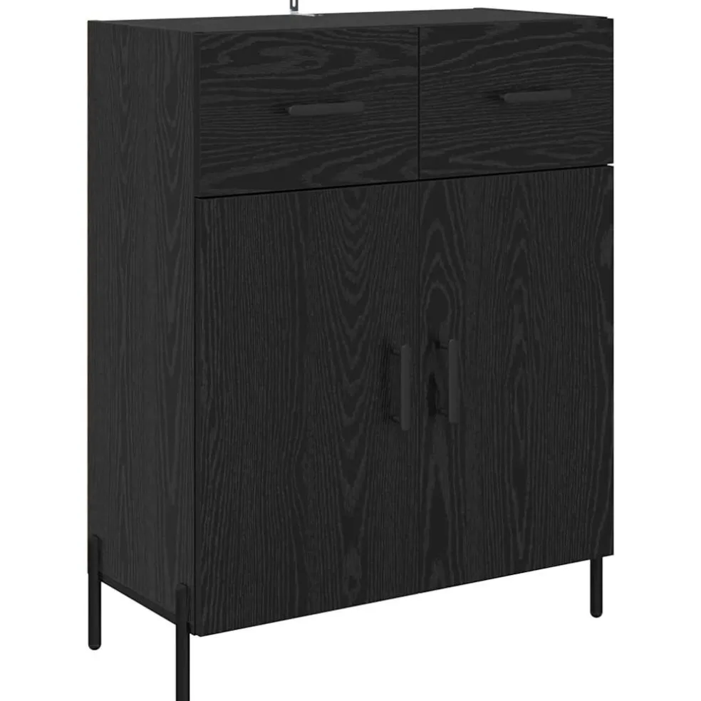 vidaXL Highboard Zwart Eiken 69,5 x 34 x 180 cm Bewerkt hout