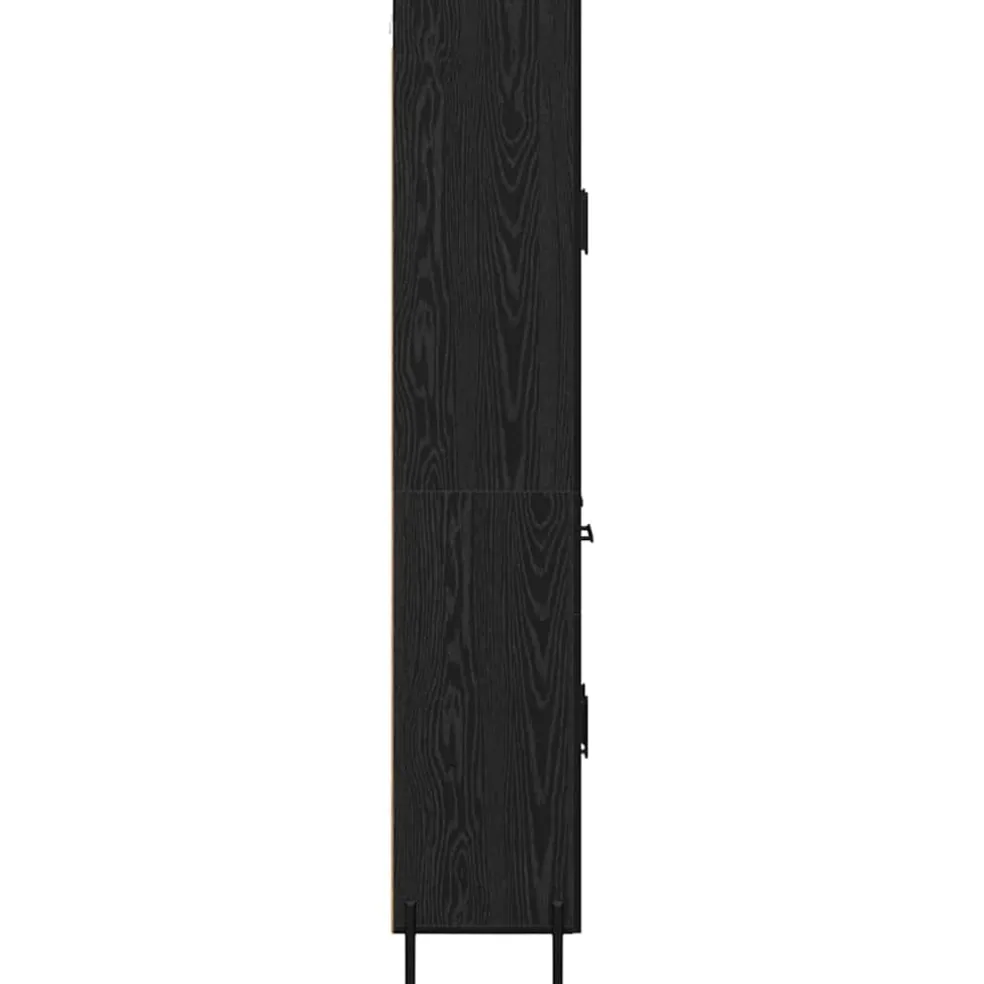 vidaXL Highboard Zwart Eiken 69,5 x 34 x 180 cm Bewerkt hout