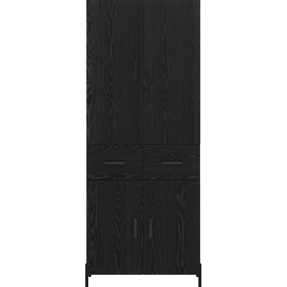 vidaXL Highboard Zwart Eiken 69,5 x 34 x 180 cm Bewerkt hout