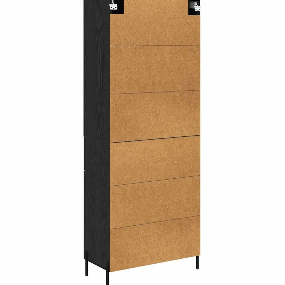 vidaXL Highboard Zwart Eiken 69,5 x 34 x 180 cm Bewerkt hout
