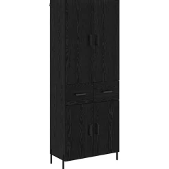 vidaXL Highboard Zwart Eiken 69,5 x 34 x 180 cm Bewerkt hout