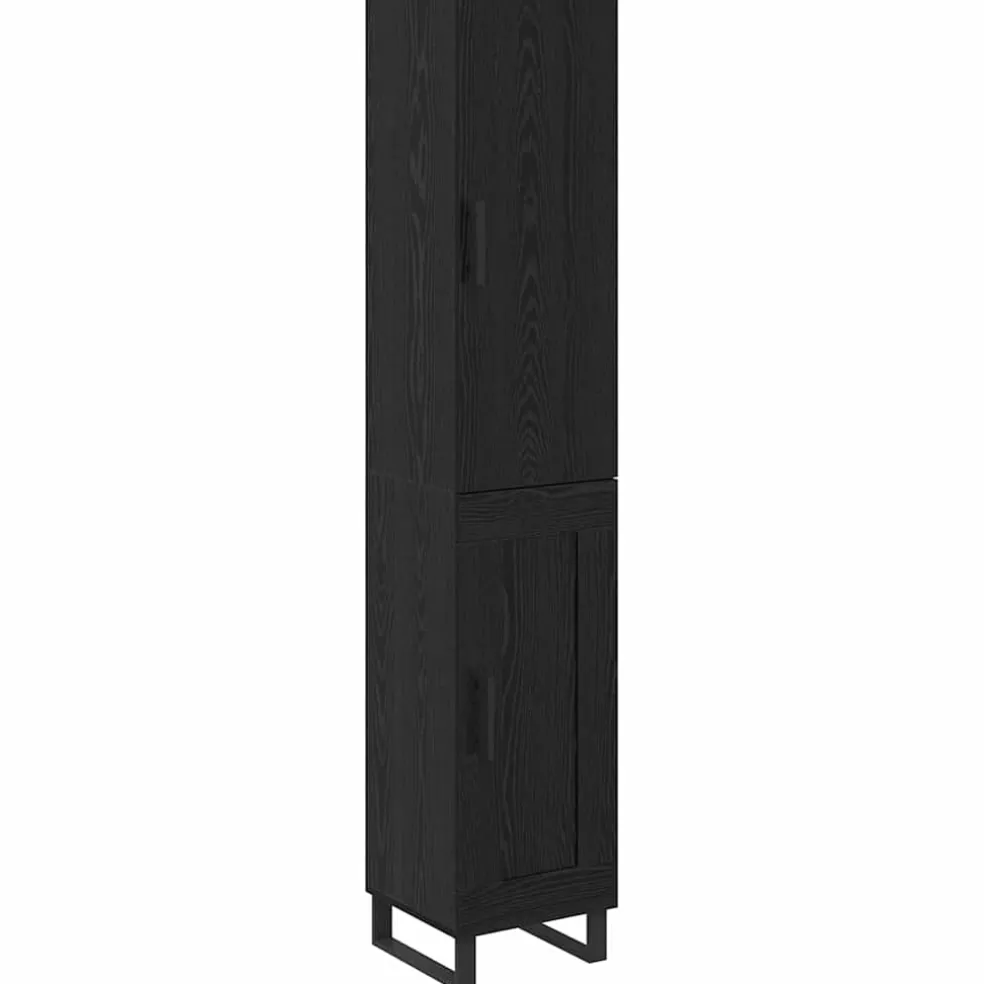 vidaXL Highboard Zwart Eiken 34,5 x 34 x 180 cm Bewerkt hout