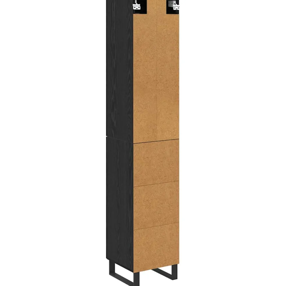vidaXL Highboard Zwart Eiken 34,5 x 34 x 180 cm Bewerkt hout