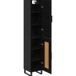 vidaXL Highboard Zwart Eiken 34,5 x 34 x 180 cm Bewerkt hout