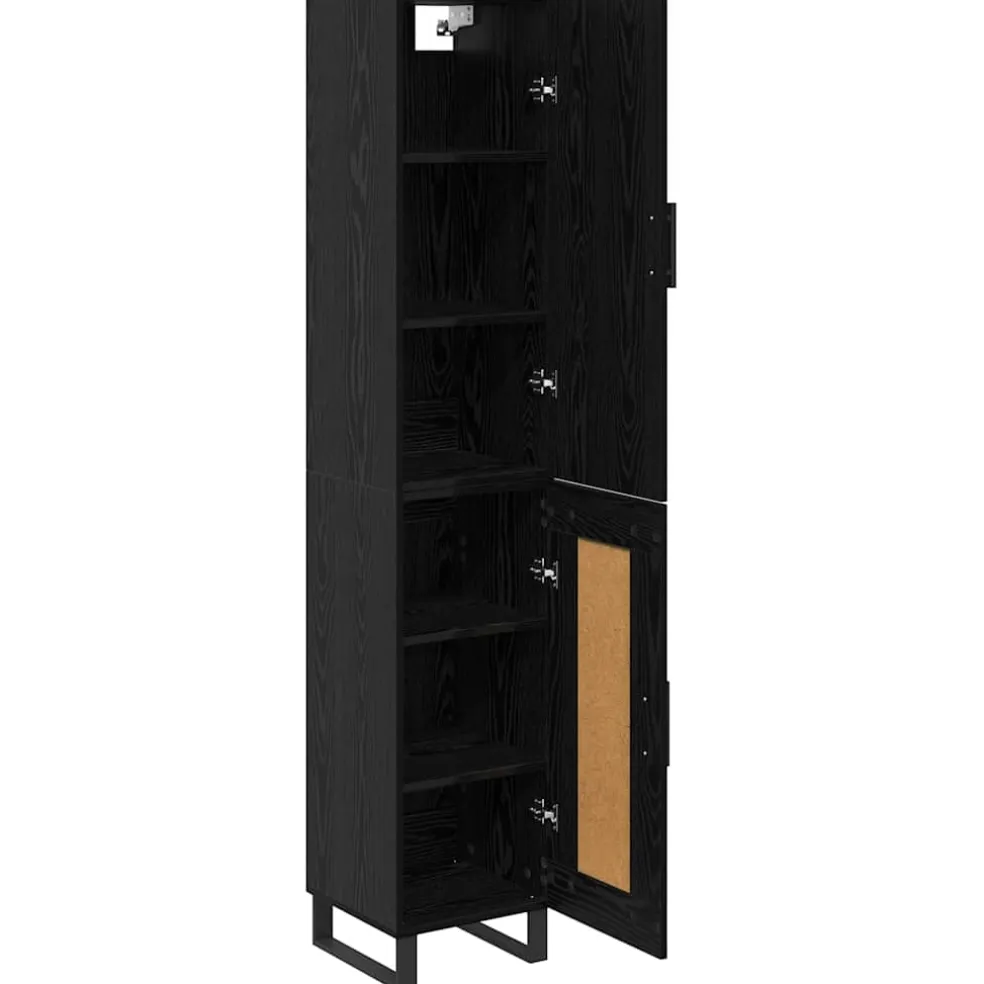vidaXL Highboard Zwart Eiken 34,5 x 34 x 180 cm Bewerkt hout