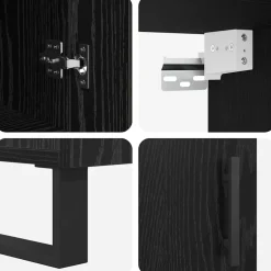 vidaXL Highboard Zwart Eiken 34,5 x 34 x 180 cm Bewerkt hout