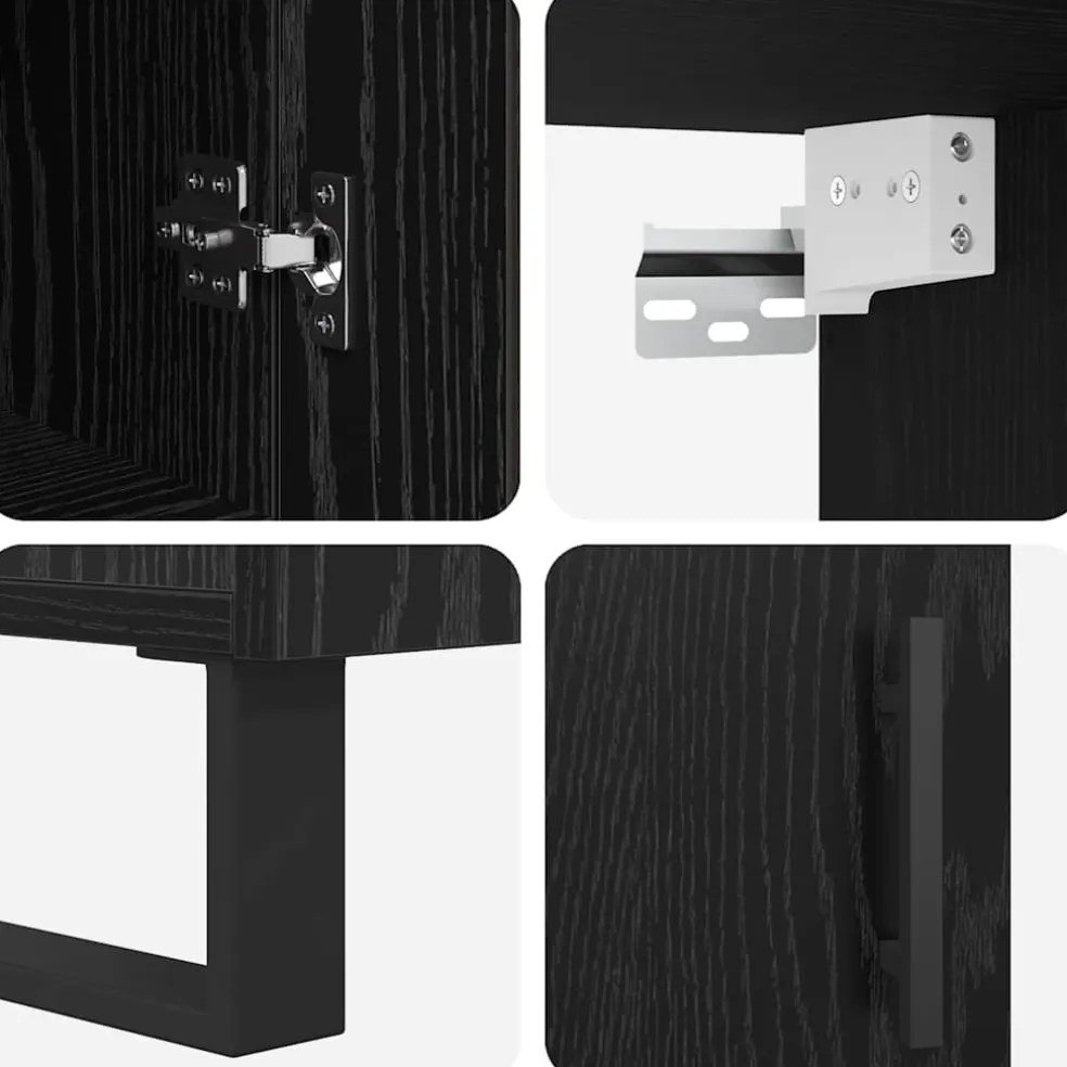 vidaXL Highboard Zwart Eiken 34,5 x 34 x 180 cm Bewerkt hout