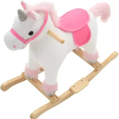 vidaXL Hobbeldier eenhoorn 65x32x58 cm pluche wit en roze