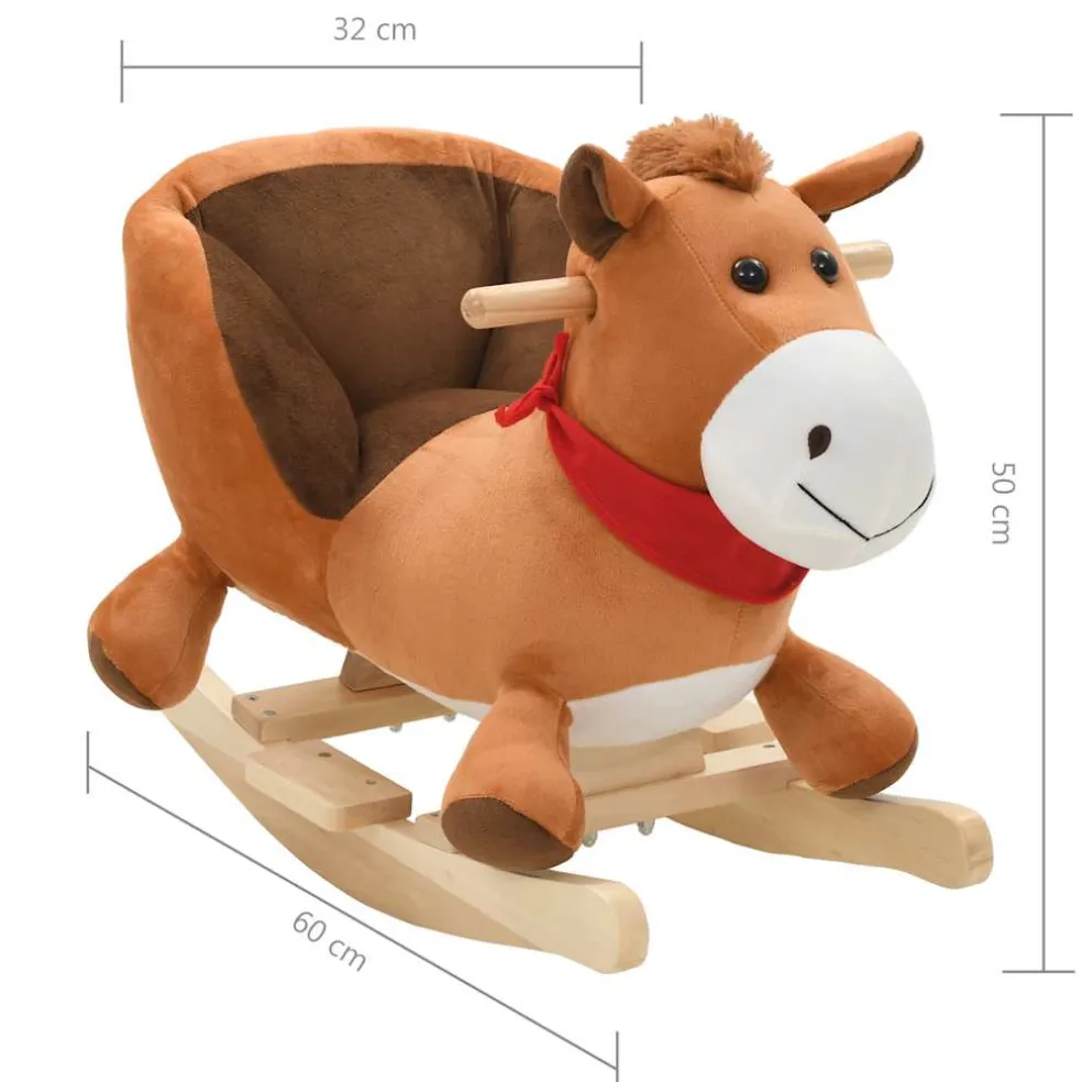 vidaXL Hobbeldier paard met rugleuning 60x32x50 cm pluche bruin