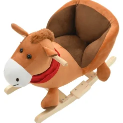 vidaXL Hobbeldier paard met rugleuning 60x32x50 cm pluche bruin