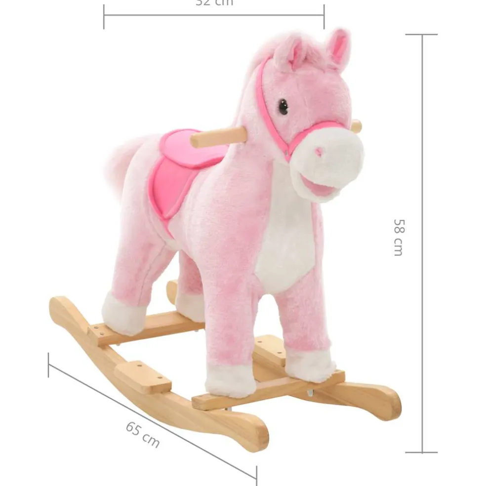 vidaXL Hobbeldier paard 65x32x58 cm pluche roze