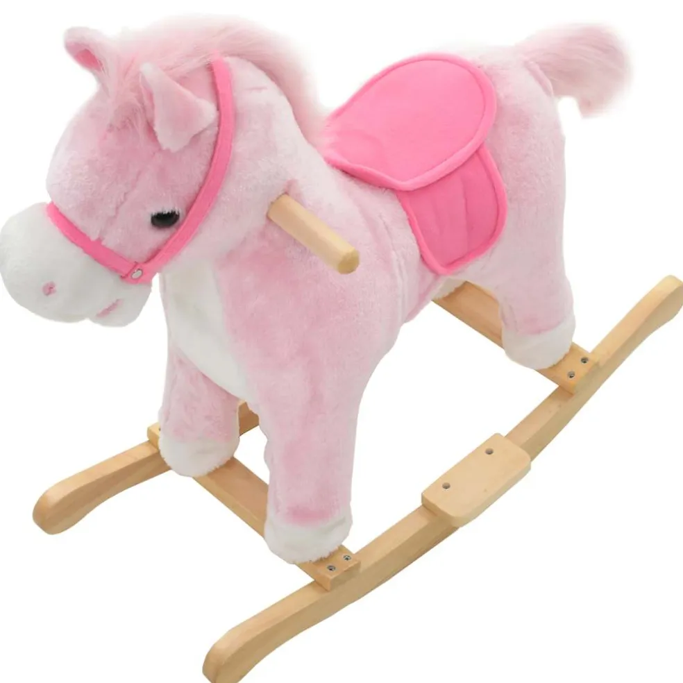 vidaXL Hobbeldier paard 65x32x58 cm pluche roze