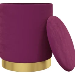 vidaXL Hocker met opbergruimte rond fluweel 31 x 37 cm paars