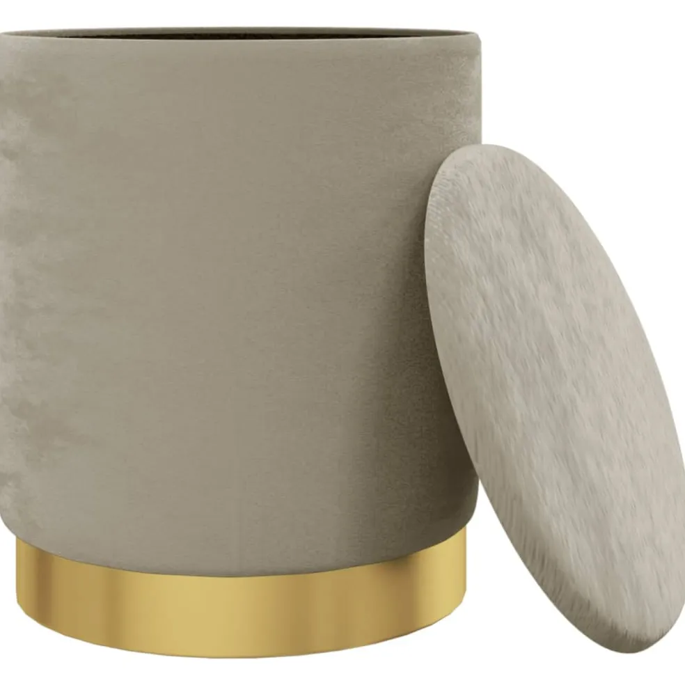 vidaXL Hocker met opbergruimte rond fluweel 31 x 37 cm donkergrijs