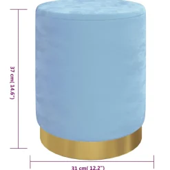 vidaXL Hocker met opbergruimte rond fluweel 31 x 37 cm lichtblauw