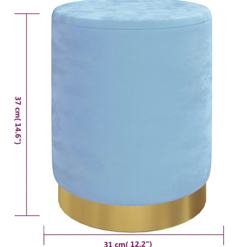 vidaXL Hocker met opbergruimte rond fluweel 31 x 37 cm lichtblauw