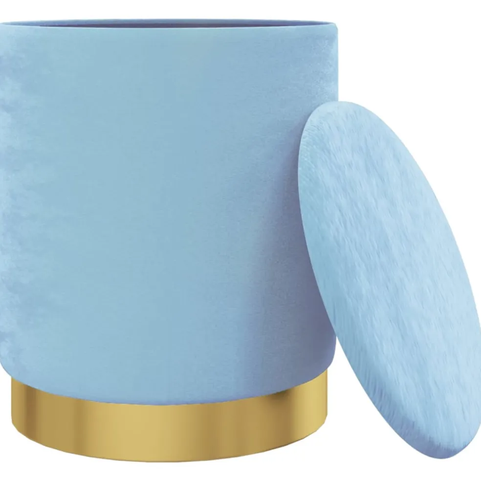 vidaXL Hocker met opbergruimte rond fluweel 31 x 37 cm lichtblauw