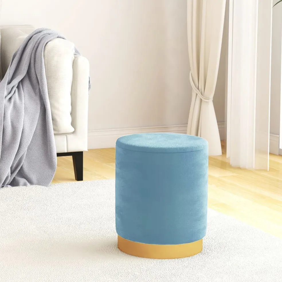 vidaXL Hocker met opbergruimte rond fluweel 31 x 37 cm lichtblauw