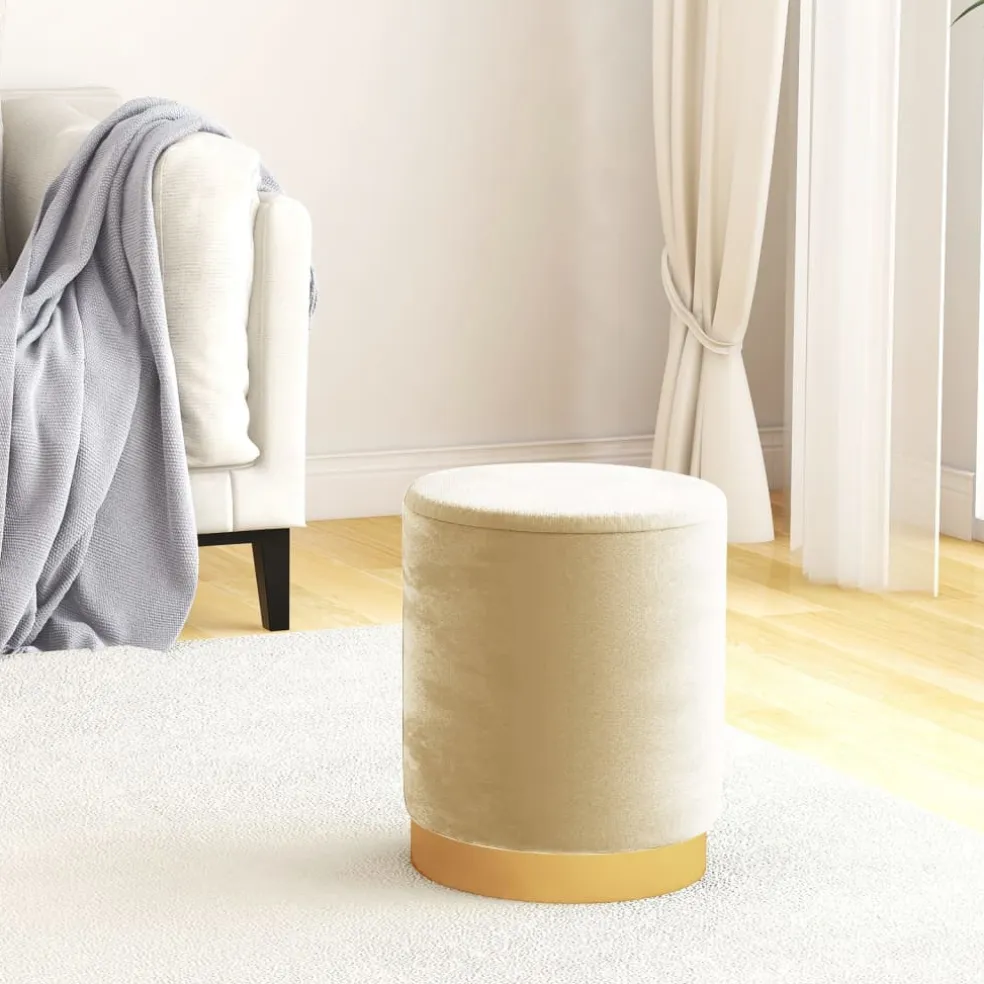 vidaXL Hocker met opbergruimte rond fluweel 31 x 37 cm abrikooskleurig