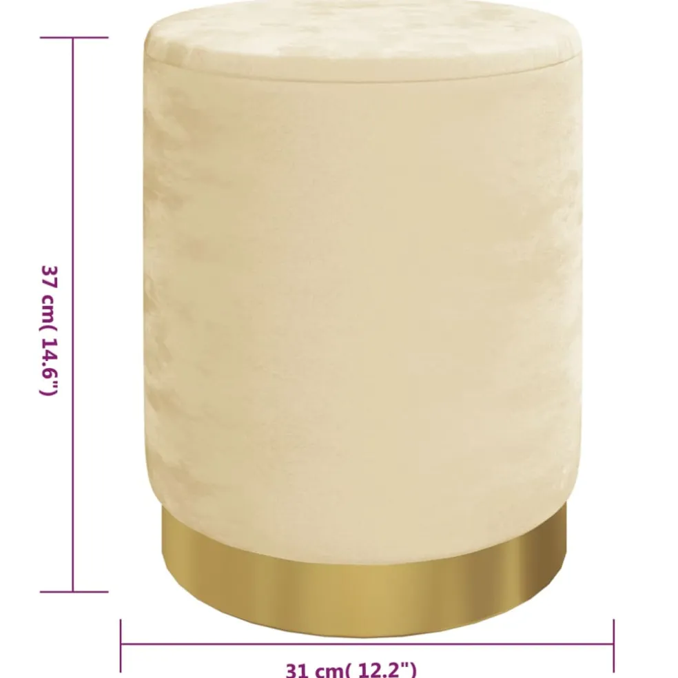 vidaXL Hocker met opbergruimte rond fluweel 31 x 37 cm abrikooskleurig