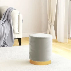 vidaXL Hocker met opbergruimte rond fluweel 31 x 37 cm lichtgrijs
