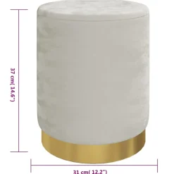 vidaXL Hocker met opbergruimte rond fluweel 31 x 37 cm lichtgrijs