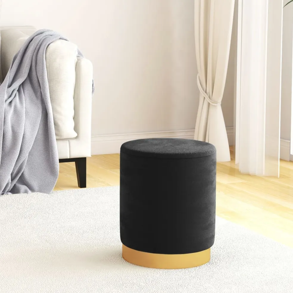 vidaXL Hocker met opbergruimte rond fluweel 31 x 37 cm zwart