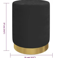 vidaXL Hocker met opbergruimte rond fluweel 31 x 37 cm zwart