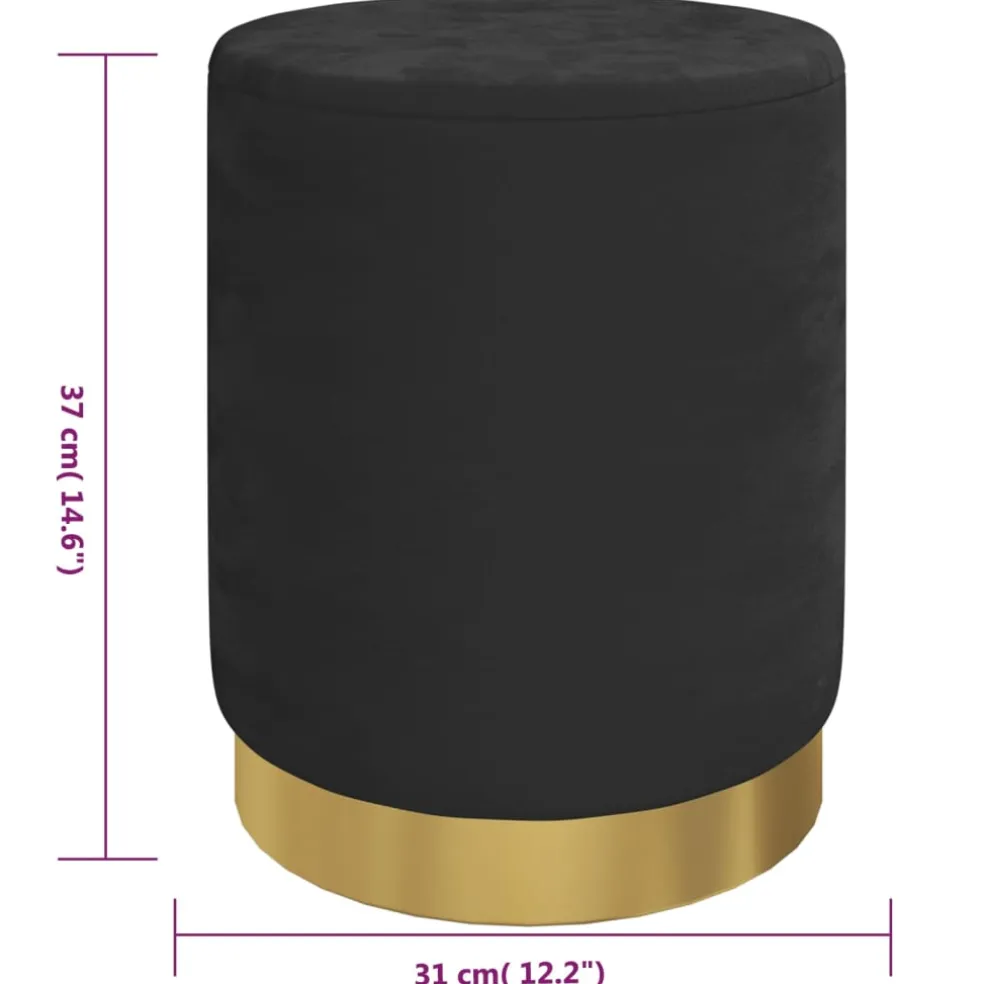 vidaXL Hocker met opbergruimte rond fluweel 31 x 37 cm zwart