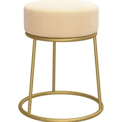 vidaXL Hocker rond fluweel abrikooskleurig
