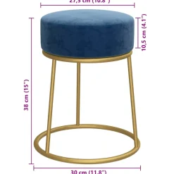 vidaXL Hocker rond fluweel blauw