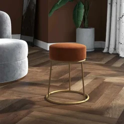 vidaXL Hocker rond fluweel bruin