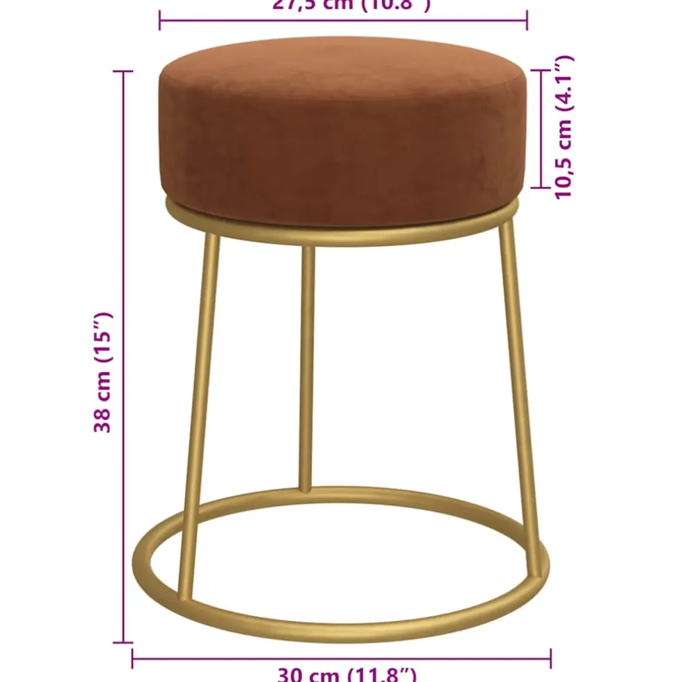 vidaXL Hocker rond fluweel bruin