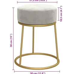 vidaXL Hocker rond fluweel lichtgrijs