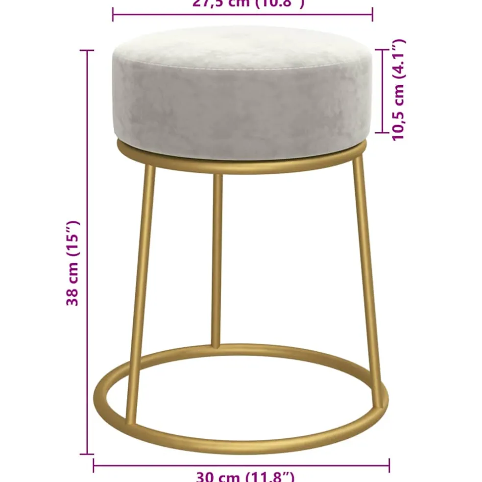 vidaXL Hocker rond fluweel lichtgrijs