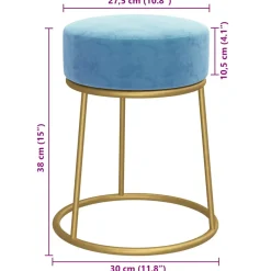 vidaXL Hocker rond fluweel lichtblauw