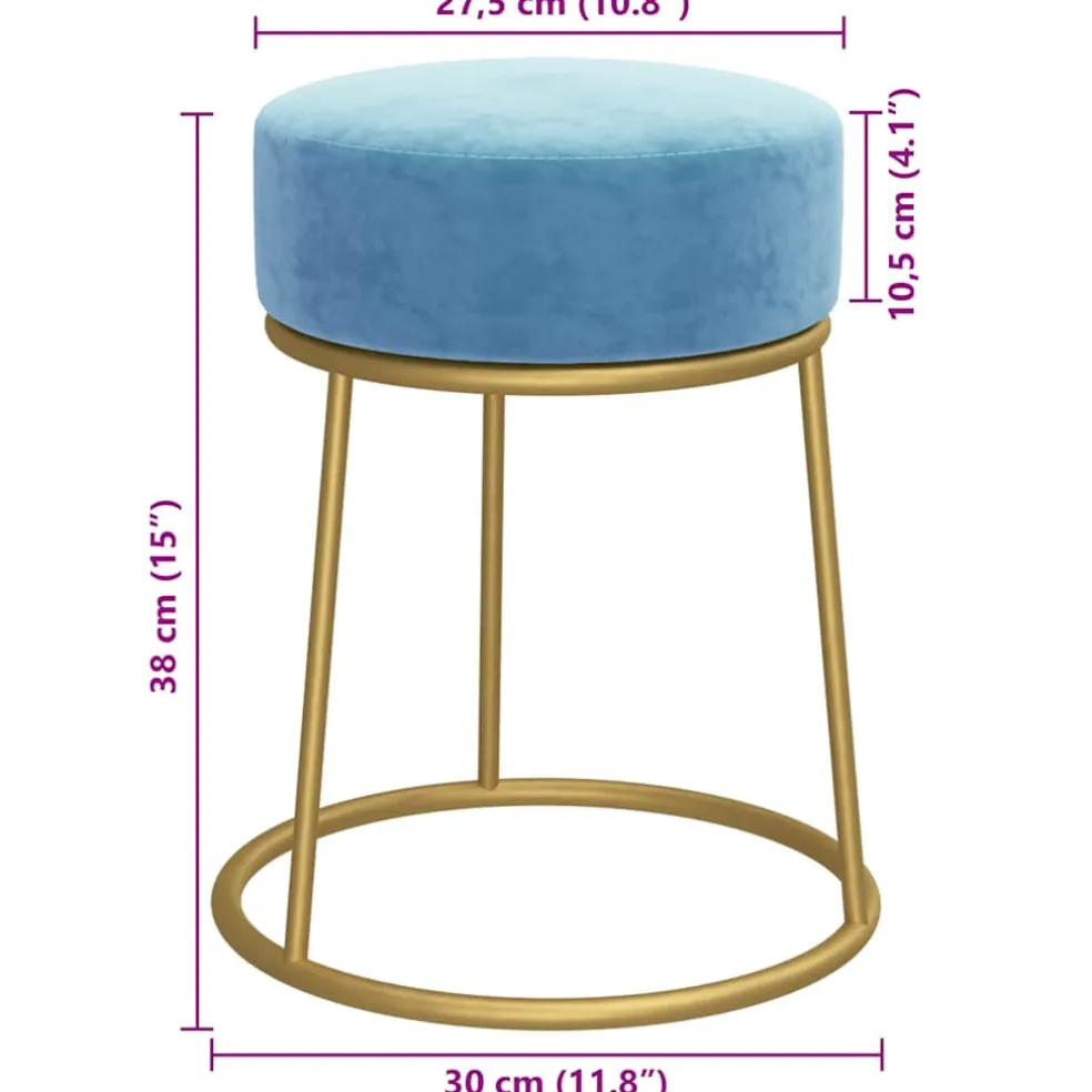 vidaXL Hocker rond fluweel lichtblauw