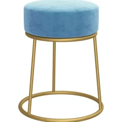 vidaXL Hocker rond fluweel lichtblauw