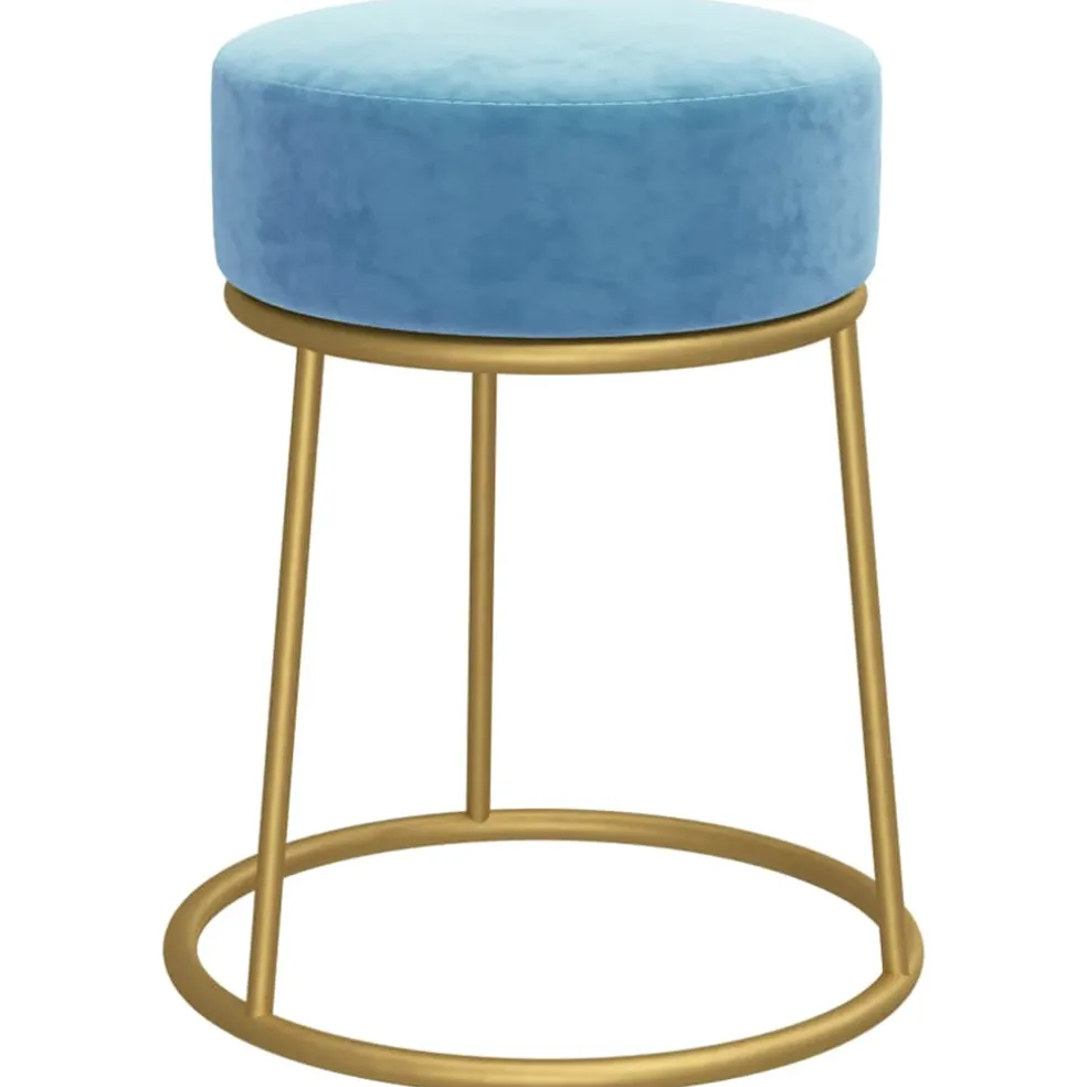 vidaXL Hocker rond fluweel lichtblauw