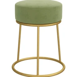 vidaXL Hocker rond fluweel mosterdgroen