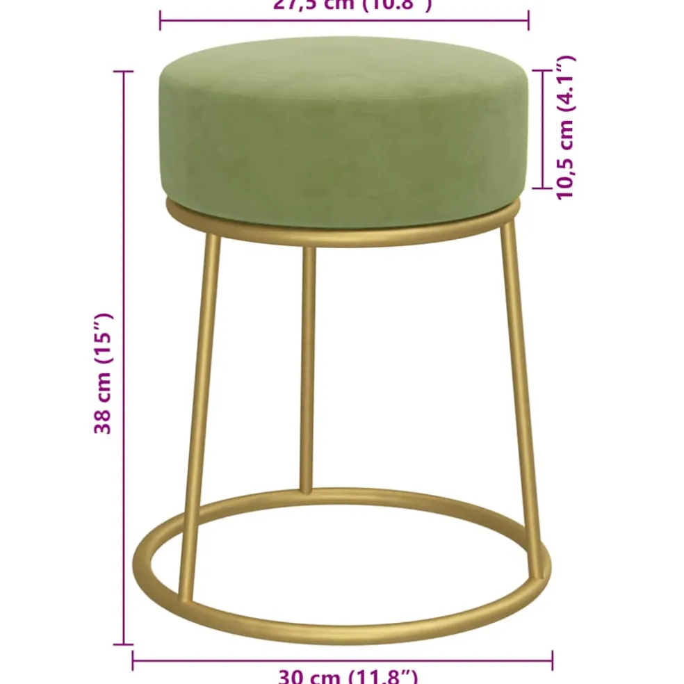 vidaXL Hocker rond fluweel mosterdgroen