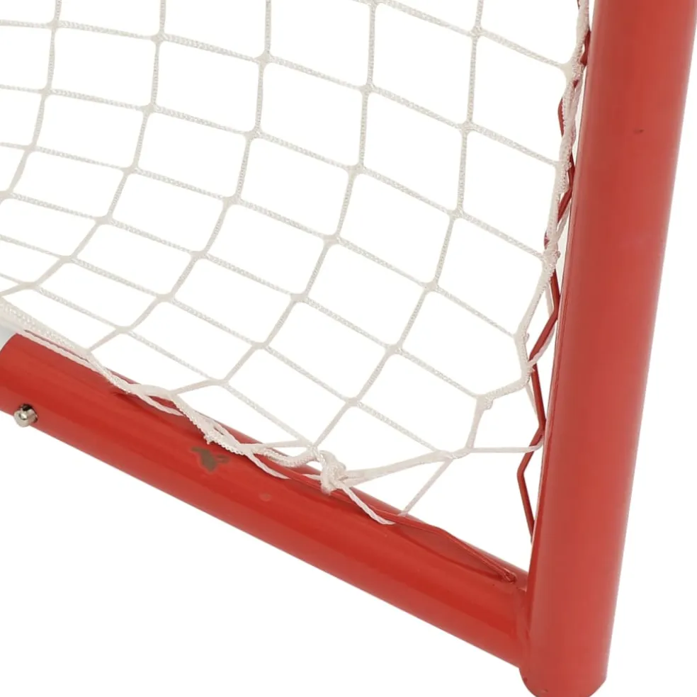 vidaXL Hockeydoel met net 153x60x118 cm staal en polyester rood en wit
