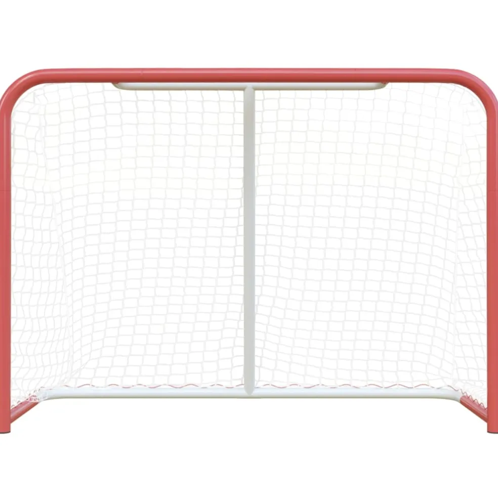 vidaXL Hockeydoel met net 153x60x118 cm staal en polyester rood en wit