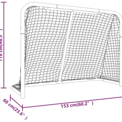 vidaXL Hockeydoel met net 153x60x118 cm staal en polyester rood en wit