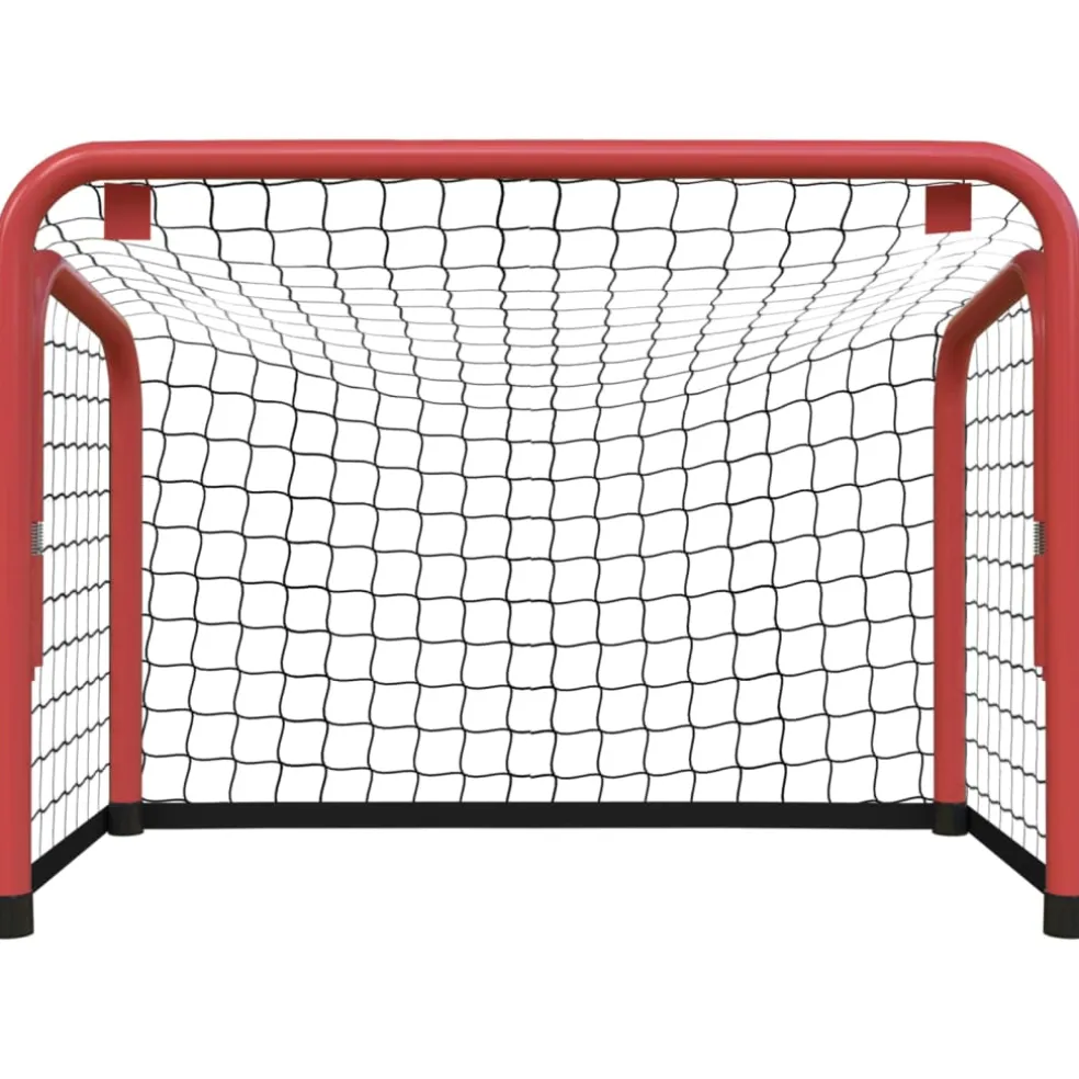 vidaXL Hockeydoel met net 68x32x47 cm staal en polyester rood en zwart
