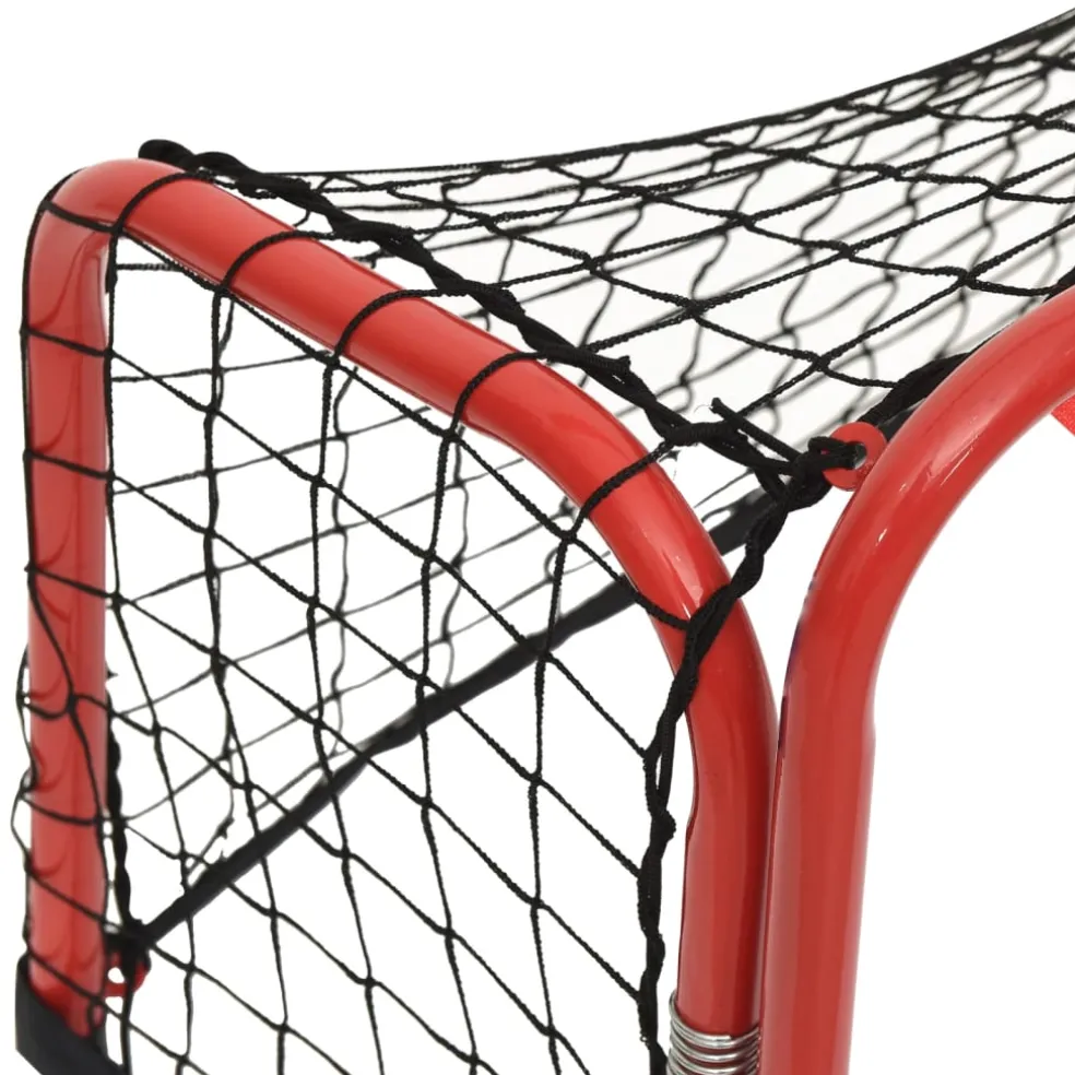 vidaXL Hockeydoel met net 68x32x47 cm staal en polyester rood en zwart
