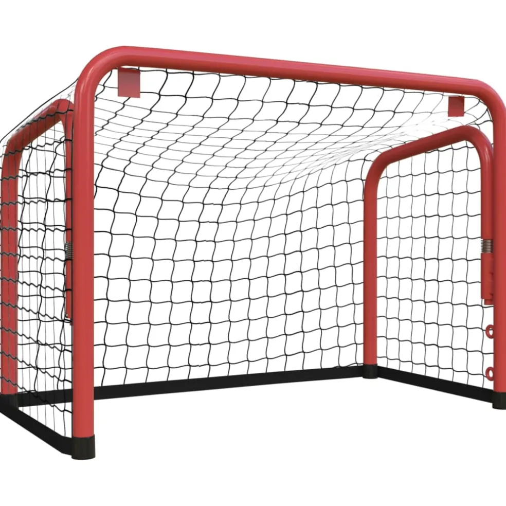 vidaXL Hockeydoel met net 68x32x47 cm staal en polyester rood en zwart