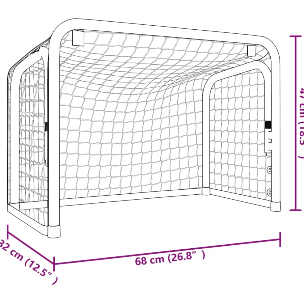vidaXL Hockeydoel met net 68x32x47 cm staal en polyester rood en zwart