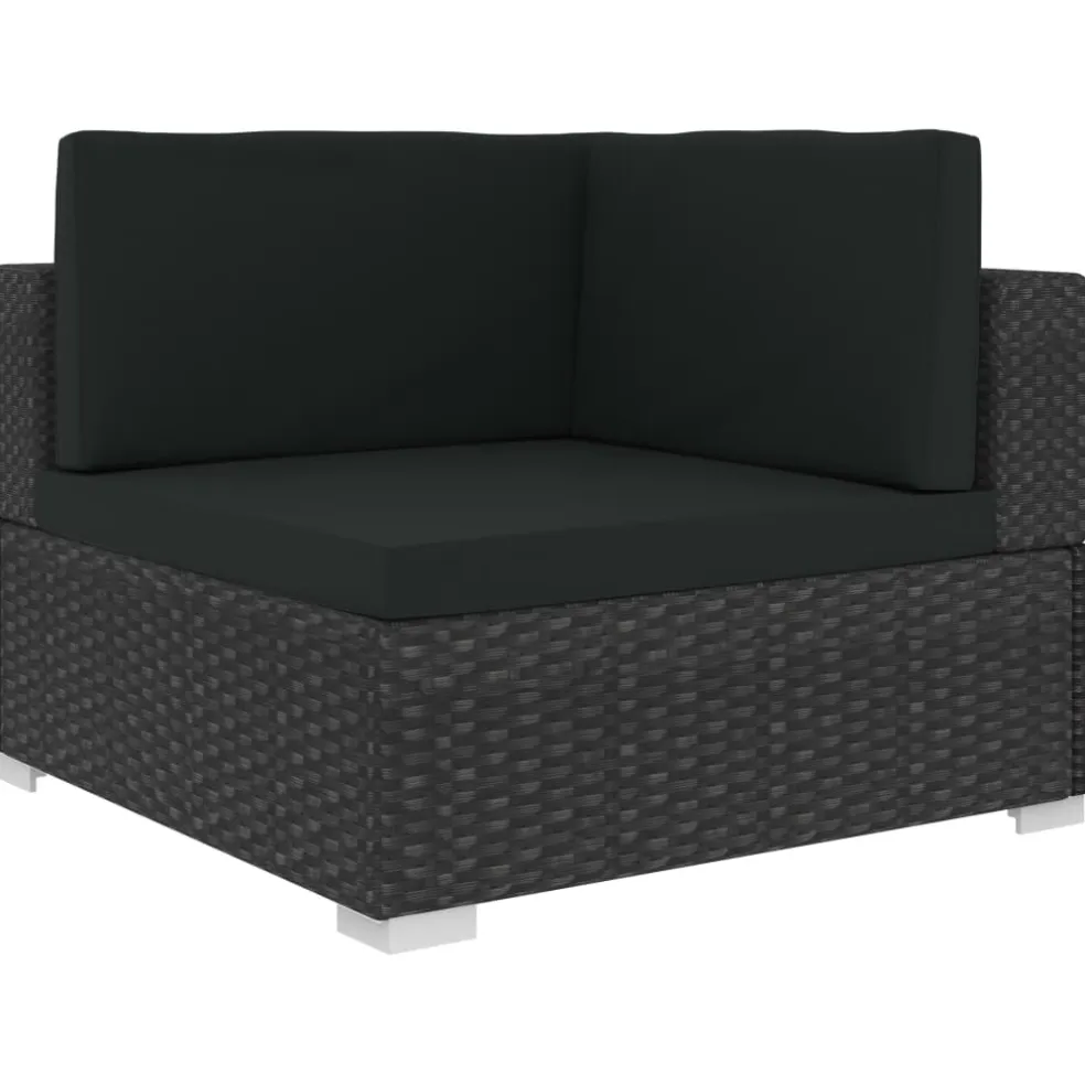 vidaXL Hoekbanken 2 st met kussens poly rattan zwart